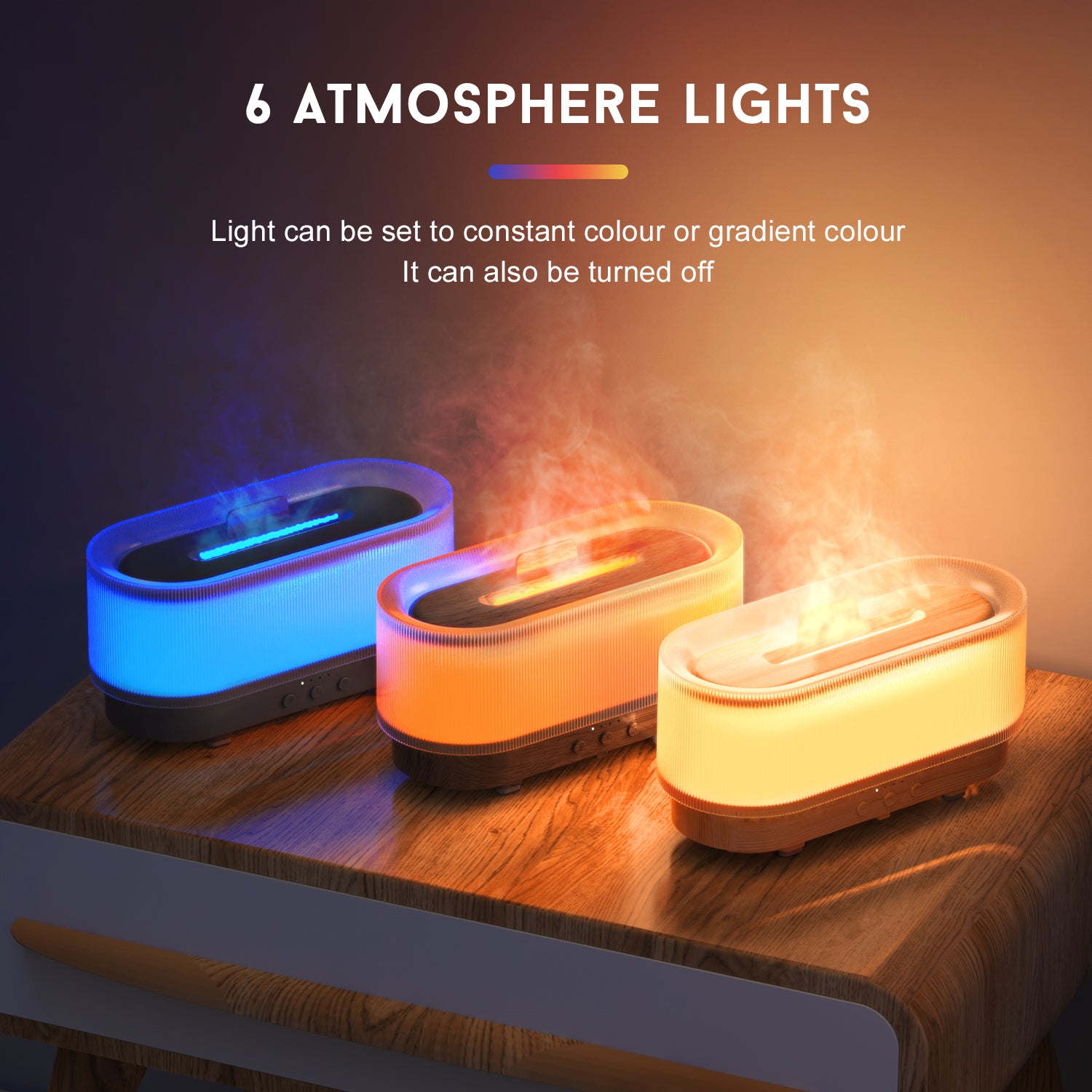 Elegant diffuser emitting a warm flame light, perfect for creating a cozy and inviting ambiance in any room.
