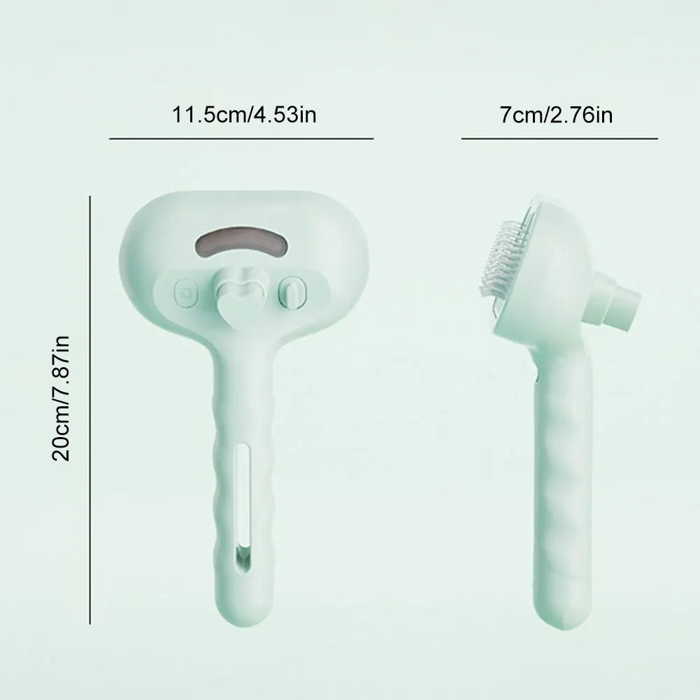 Pet steam brush for gentle grooming, removing pet hair and dirt effectively