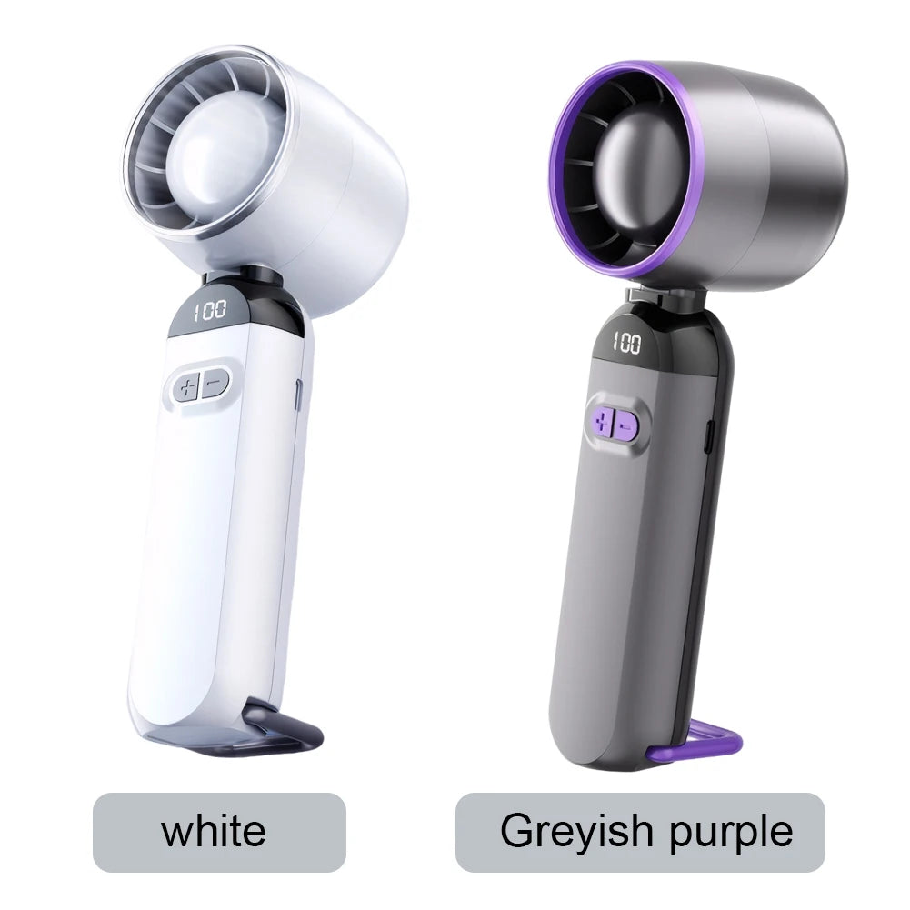 Portable handheld fan offering efficient cooling and compact design for personal comfort on the go.