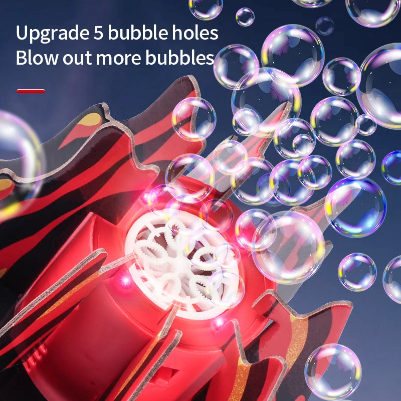 Portable electric bubble machine creating vibrant bubbles with lava lamp-like effects, perfect for parties and events