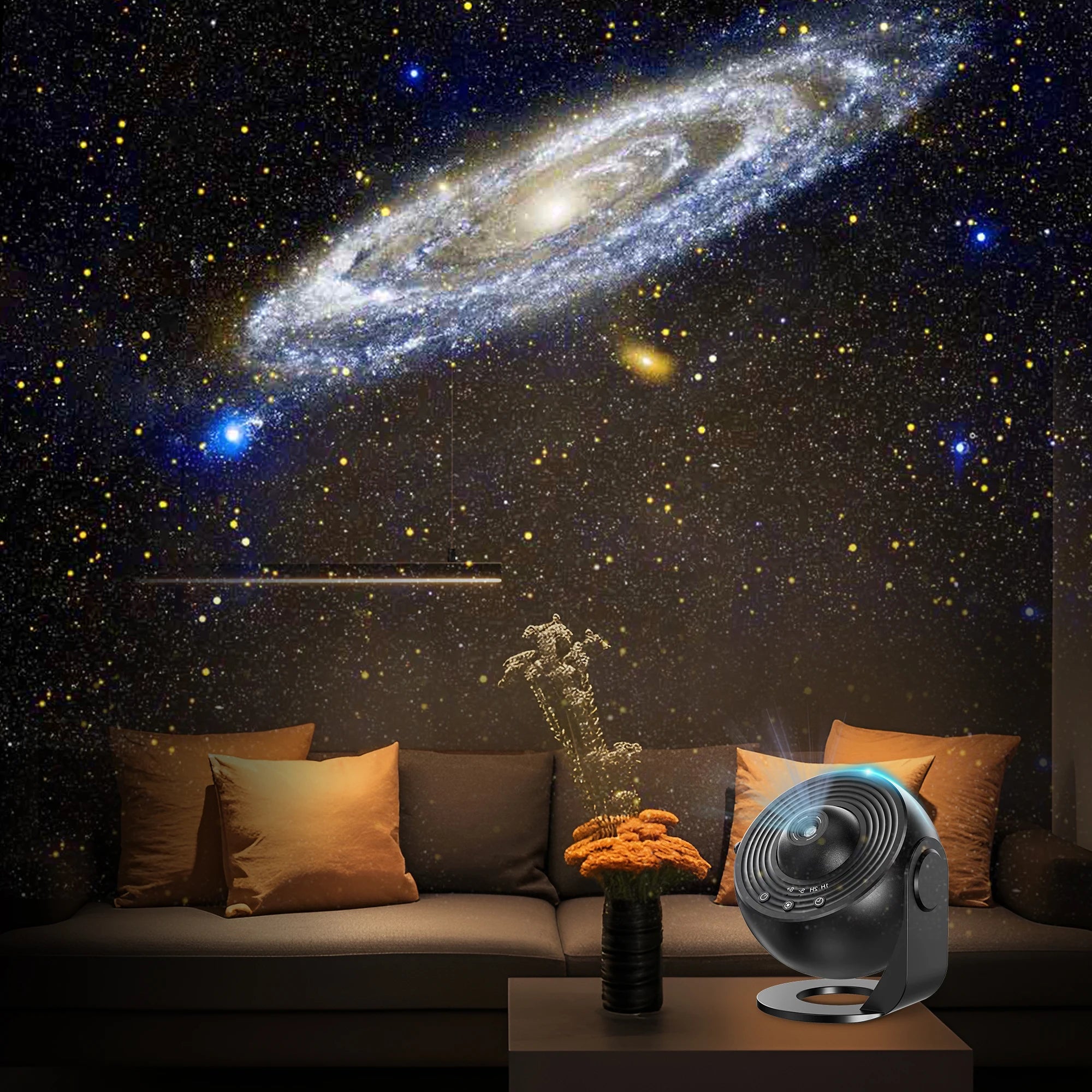 Galaxy planetarium projector displaying vibrant stars and celestial bodies in a realistic night sky simulation