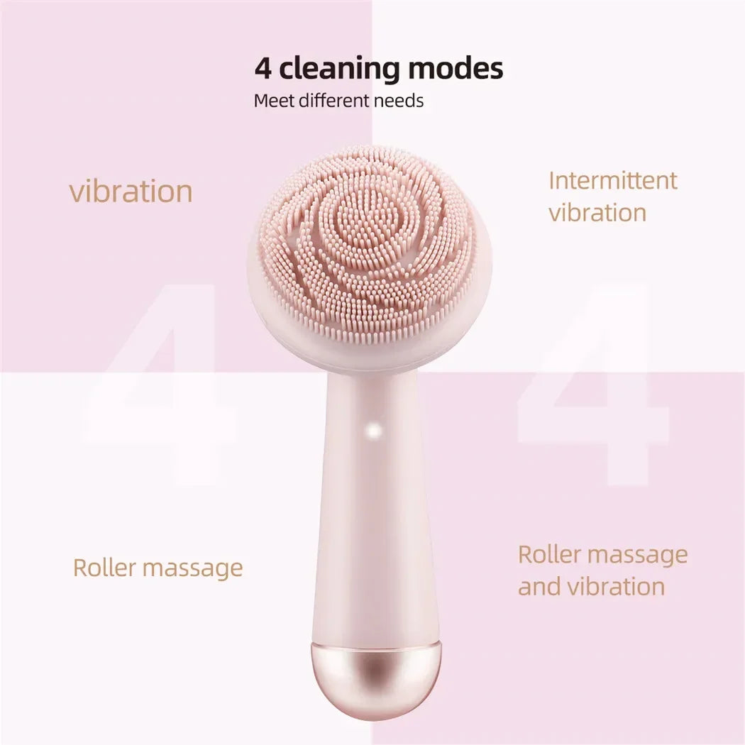 Electric silicone face massager for advanced skin care, enhancing complexion and promoting healthy skin vitality.