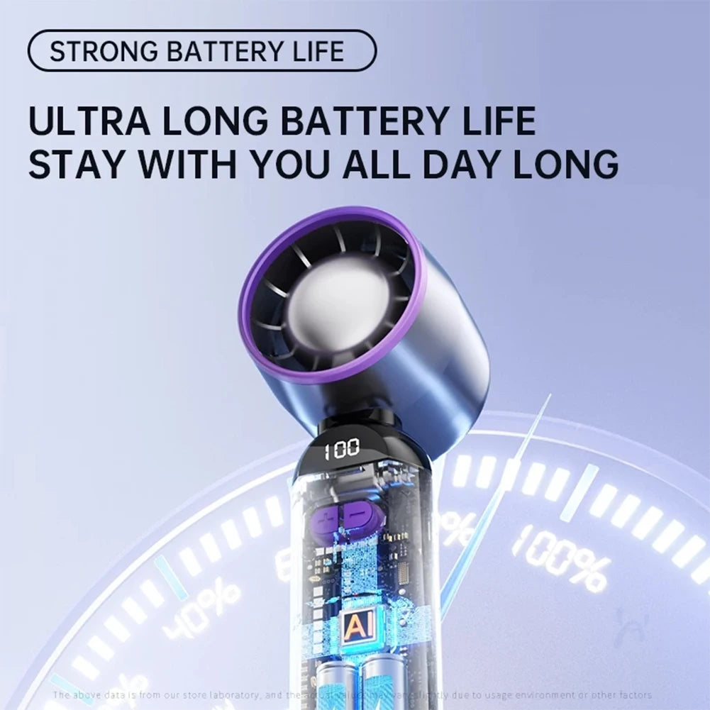 Portable handheld fan offering efficient cooling and compact design for personal comfort on the go.