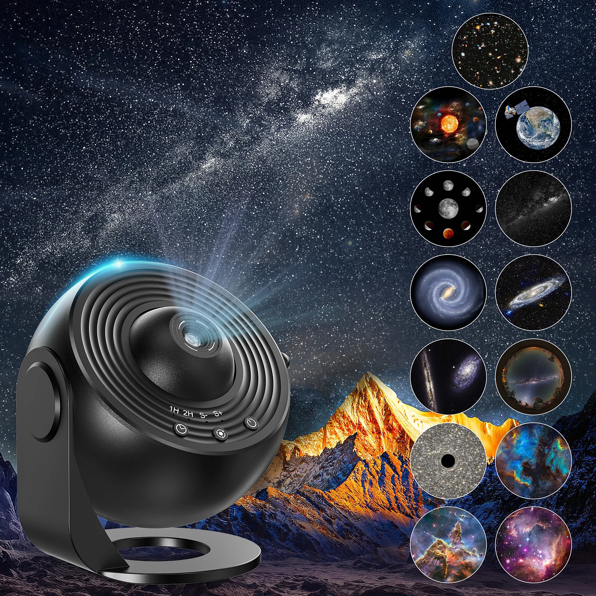 Galaxy planetarium projector displaying vibrant stars and celestial bodies in a realistic night sky simulation