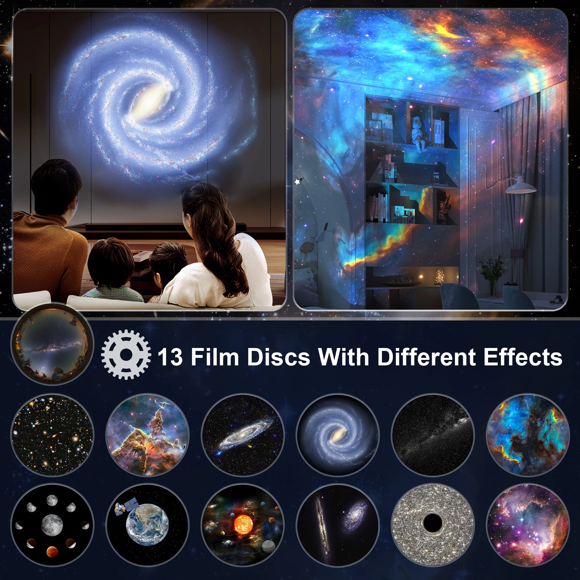 Galaxy planetarium projector displaying vibrant stars and celestial bodies in a realistic night sky simulation