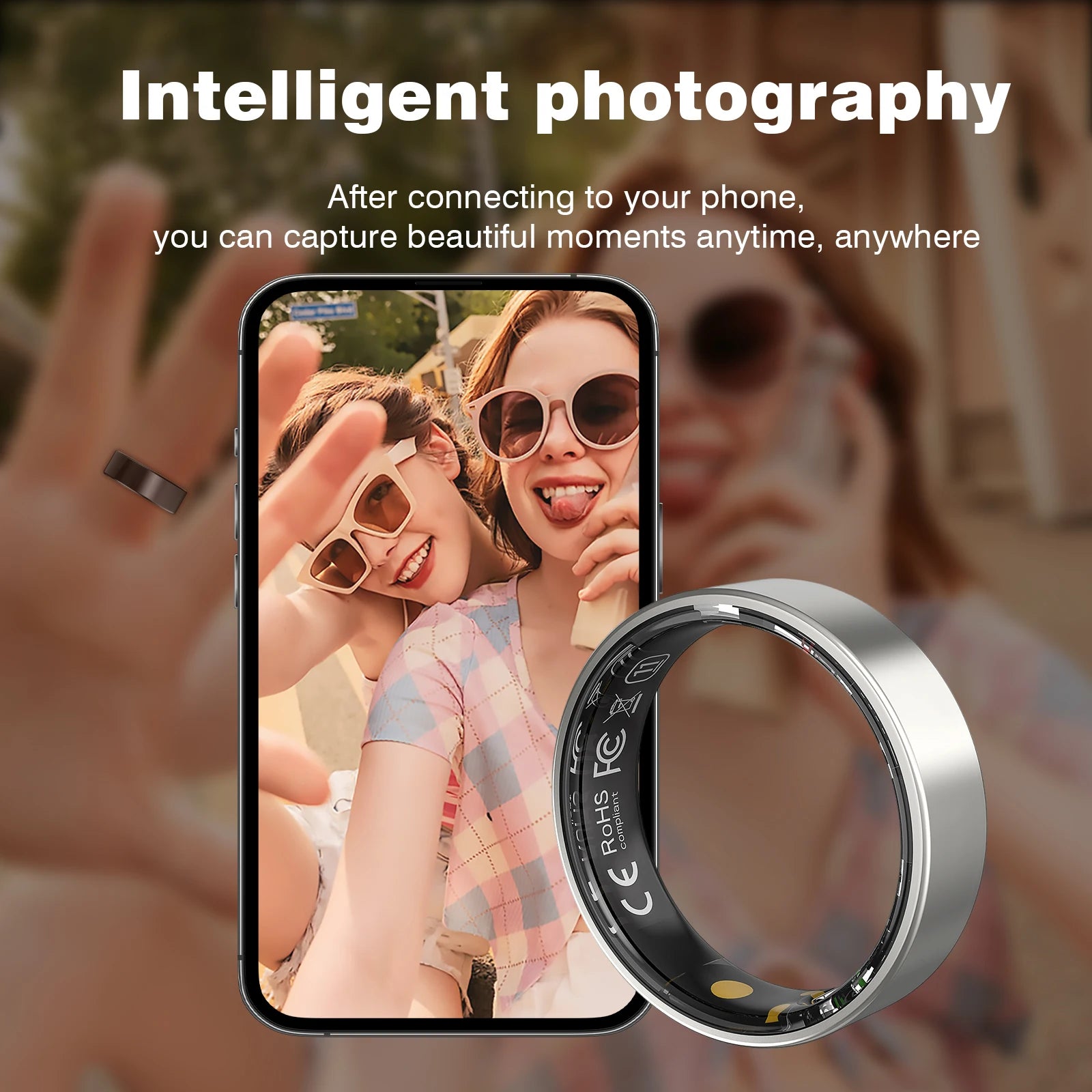 Smart tracking ring designed for accurate activity monitoring and health insights.