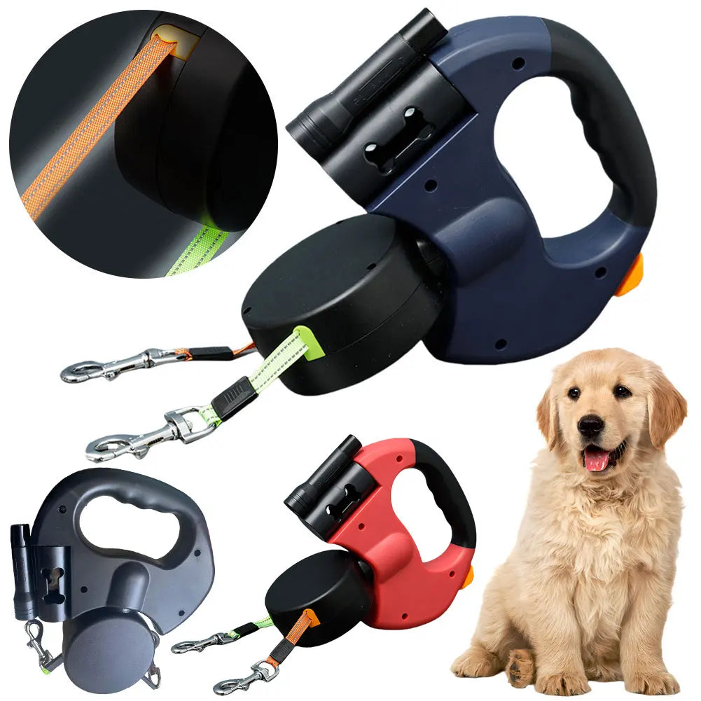 Double headed dog leash designed for durability and control, perfect for walking two dogs simultaneously with ease.