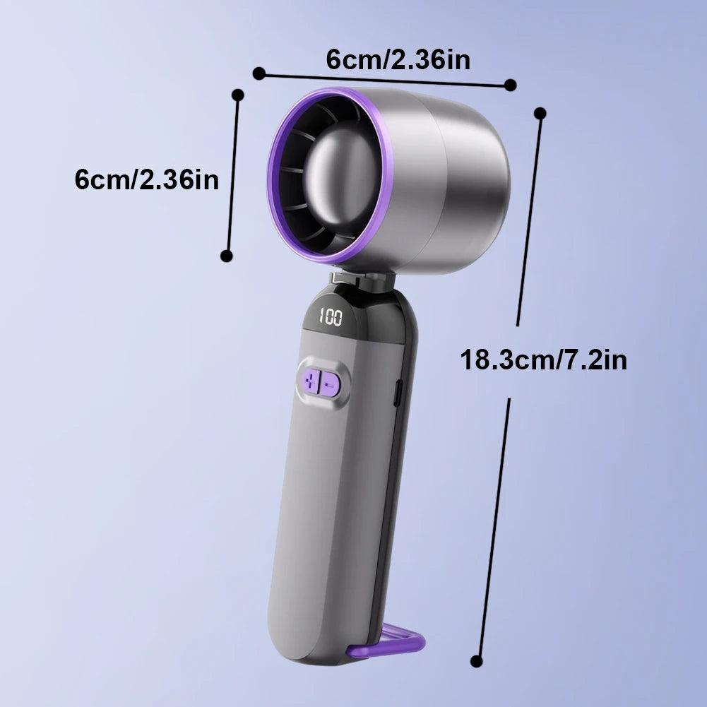 Portable handheld fan offering efficient cooling and compact design for personal comfort on the go.