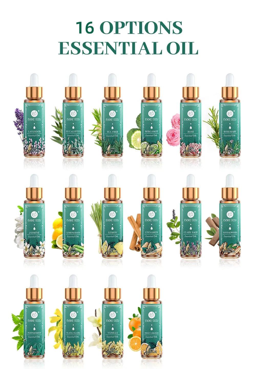 Pure essential oils displayed in elegant bottles, emphasizing natural and high-quality aromatherapy products for wellness
