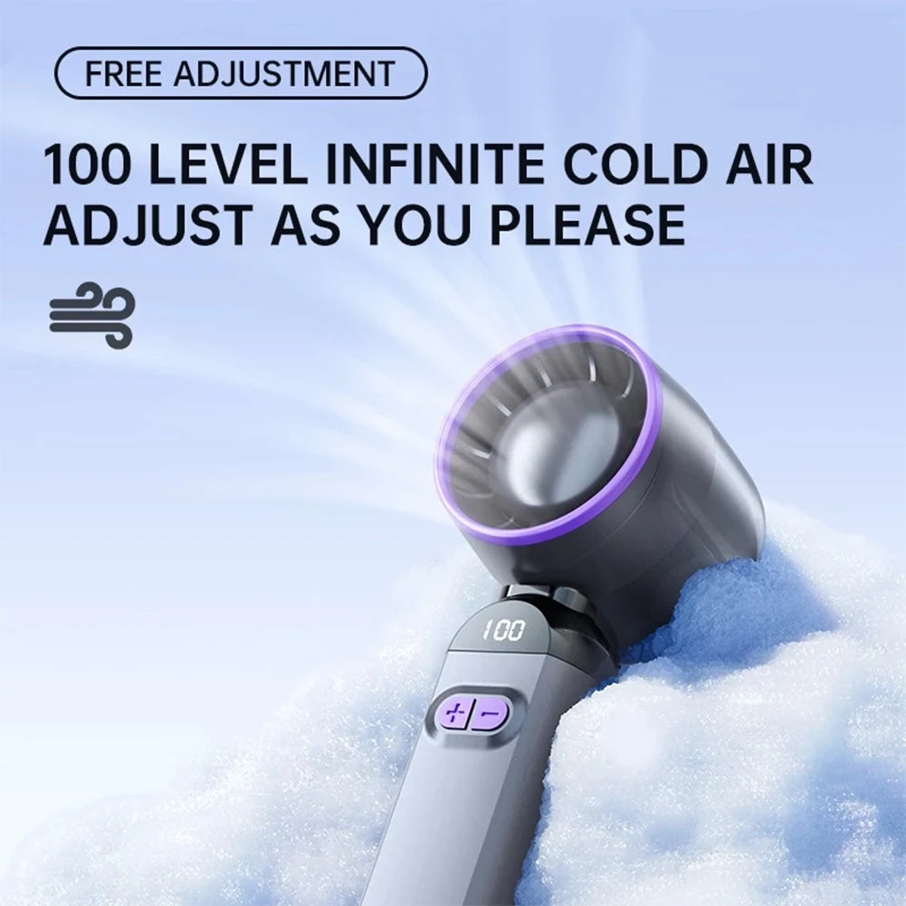Portable handheld fan offering efficient cooling and compact design for personal comfort on the go.