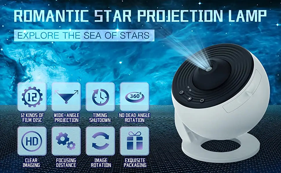 Galaxy planetarium projector displaying vibrant stars and celestial bodies in a realistic night sky simulation