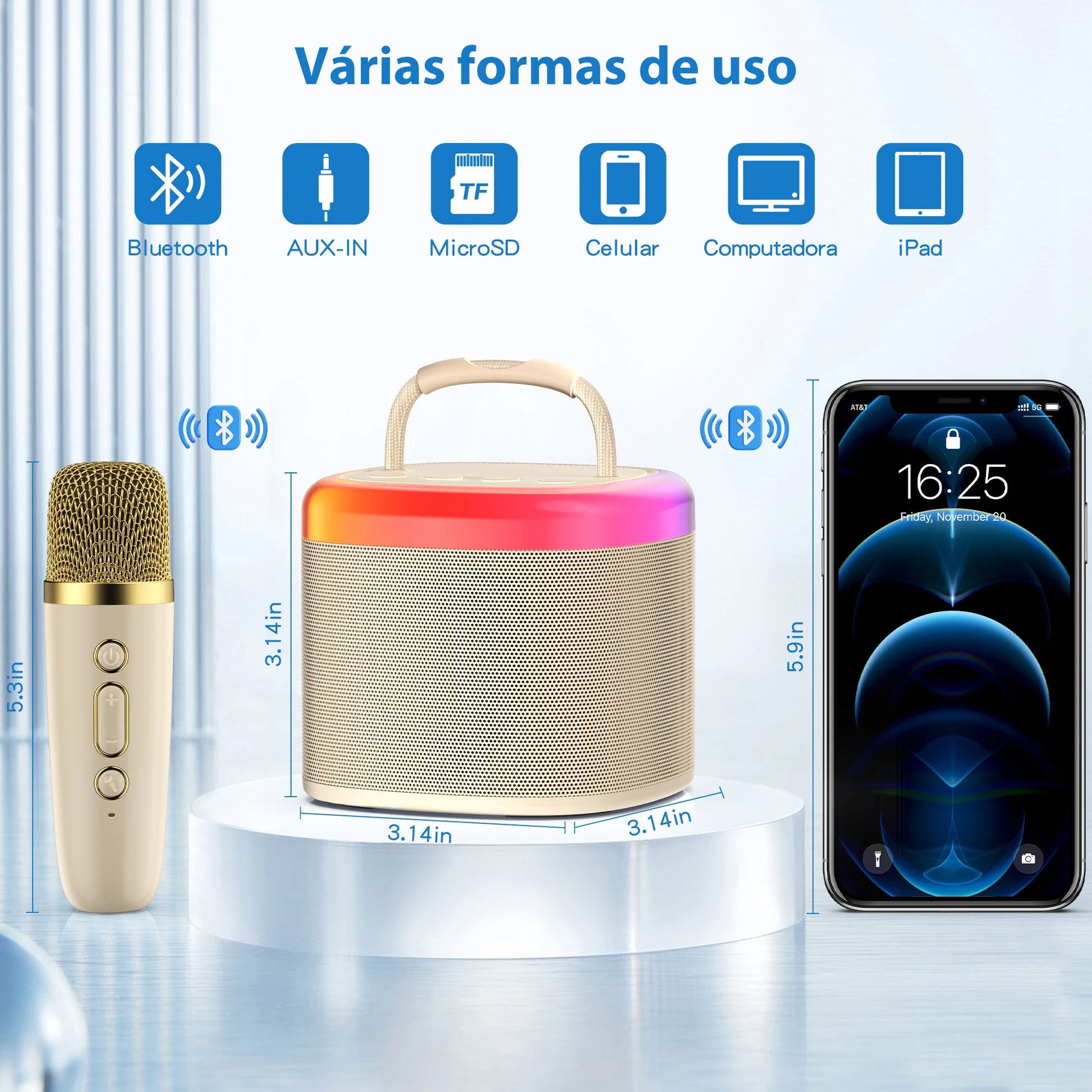 Portable Bluetooth karaoke microphone for wireless singing and entertainment