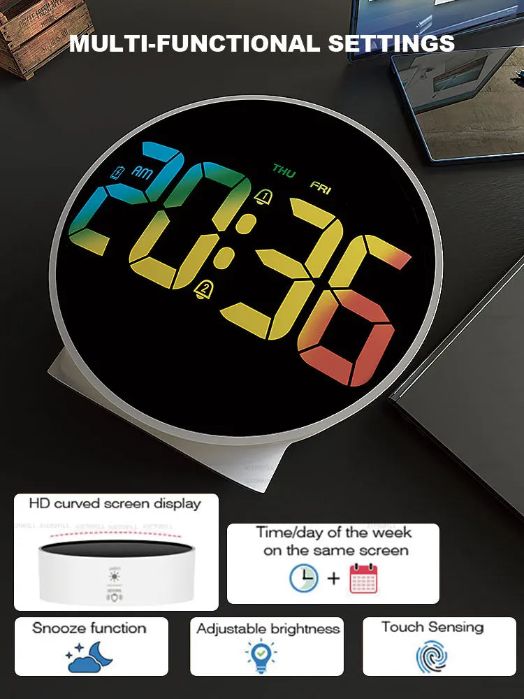 Digital alarm clock with snooze function for convenient and effective time management in your daily routine.