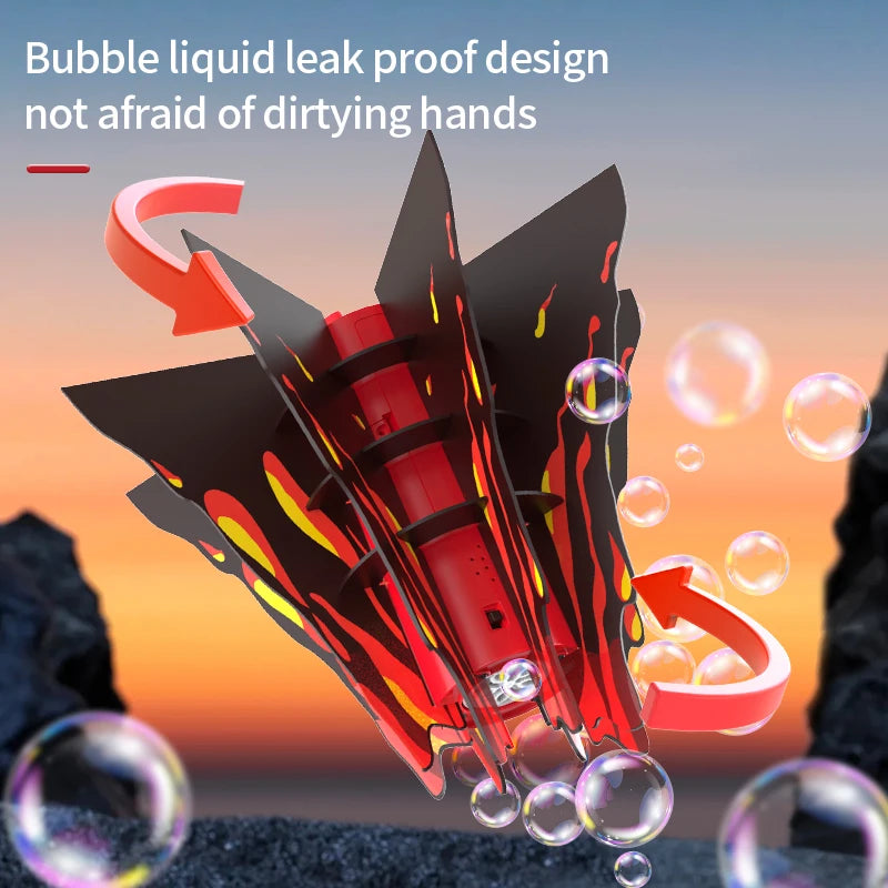 Portable electric bubble machine creating vibrant bubbles with lava lamp-like effects, perfect for parties and events