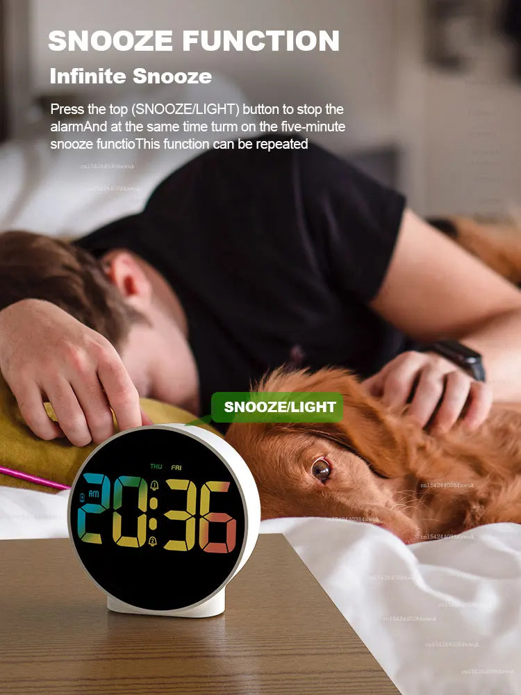 Digital alarm clock with snooze function for convenient and effective time management in your daily routine.