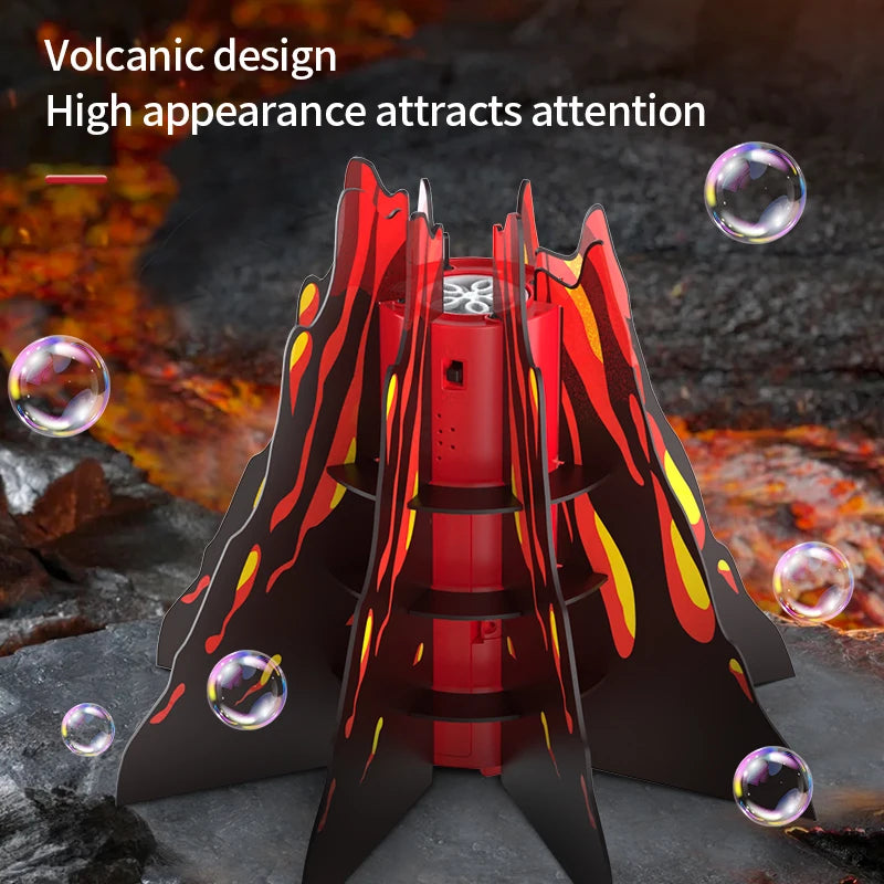 Portable electric bubble machine creating vibrant bubbles with lava lamp-like effects, perfect for parties and events