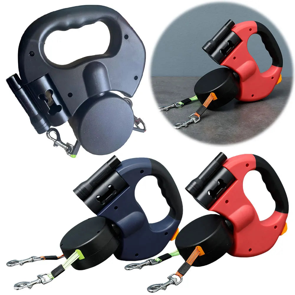 Double headed dog leash designed for durability and control, perfect for walking two dogs simultaneously with ease.