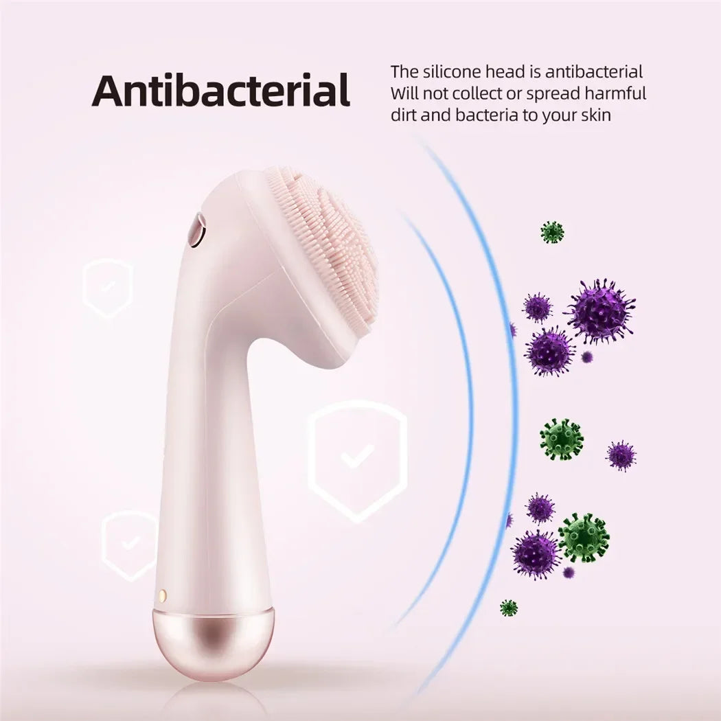 Electric silicone face massager for advanced skin care, enhancing complexion and promoting healthy skin vitality.