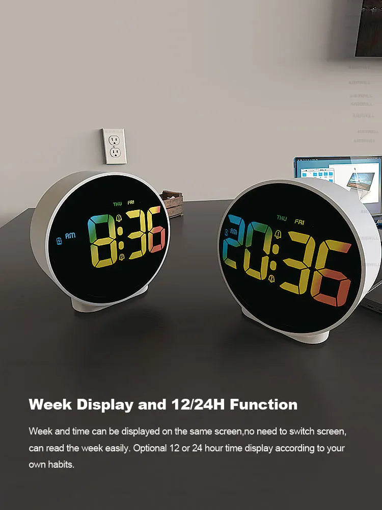 Digital alarm clock with snooze function for convenient and effective time management in your daily routine.