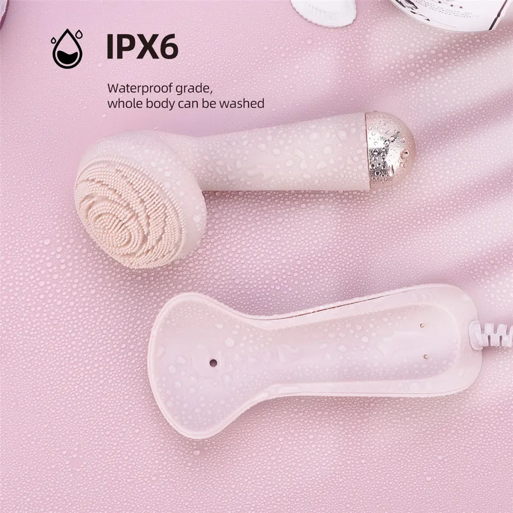 Electric silicone face massager for advanced skin care, enhancing complexion and promoting healthy skin vitality.