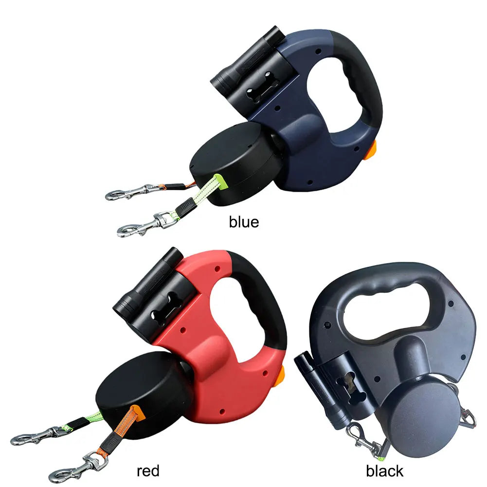Double headed dog leash designed for durability and control, perfect for walking two dogs simultaneously with ease.