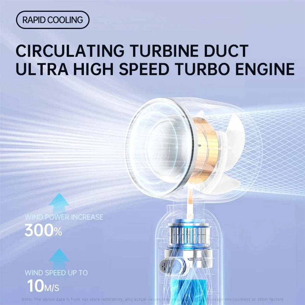 Portable handheld fan offering efficient cooling and compact design for personal comfort on the go.