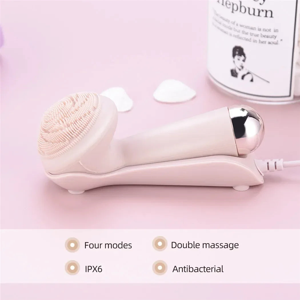 Electric silicone face massager for advanced skin care, enhancing complexion and promoting healthy skin vitality.