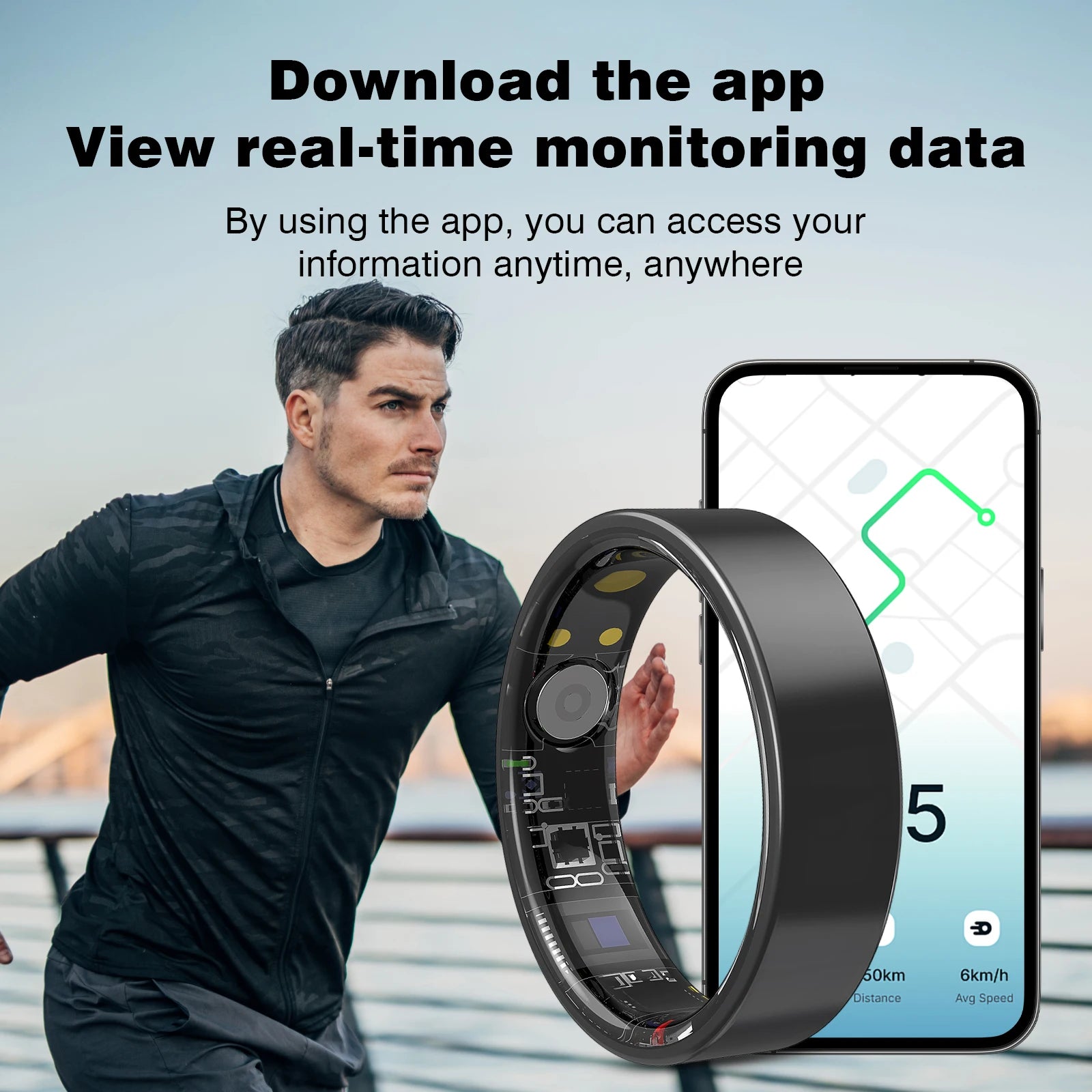 Smart tracking ring designed for accurate activity monitoring and health insights.